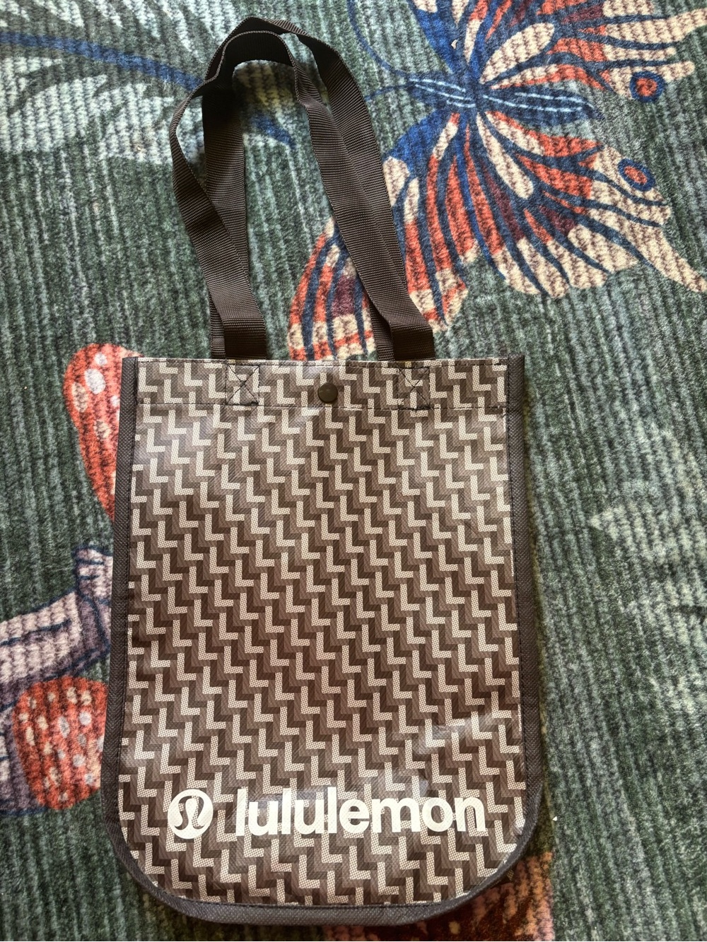 lululemon athletica Brown Geometric Tote with Long Dark Brown Straps